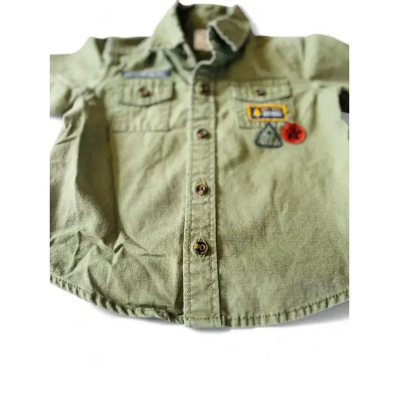 Carter's Boys Park Ranger Arm Green Long Sleeve Button Down Size 9 months - Picture 5 of 6
